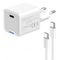 Зарядний пристрій Colorway GaN Mini 30W PD Port PPS USB-C біле + cable Type-C