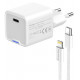 Мережевий зарядн. пристр. Colorway GaN Mini 20W PD Port PPS USB-C білий cable Lightning
