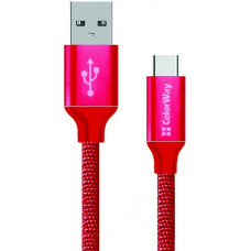 Кабель Colorway USB - Type-C 2.1А 1м червоний CW-CBUC003-RD