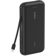 Акумулятор портативний літій-іонний Power Bank Belkin 20000мА·год, 30Вт, з інтегрованим кабелем USB-