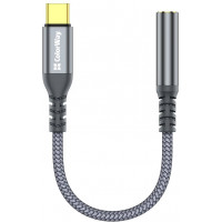 Адаптер перехідник ColorWay USB-C to 3.5 мм Female Audio 14 см сірий
