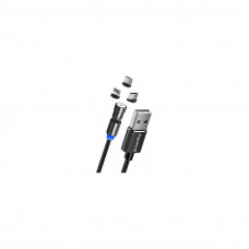 Кабель Colorway USB - 3в1 (Lightning + MicroUSB + Type-C) Magnetic Rotation 540 ° 2.4а 1м чорний CW-