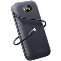 Акумулятор портативний Power Bank Belkin 27000мА·год, з інтегрованим кабелем USB-C, сірий BPB040HQCH