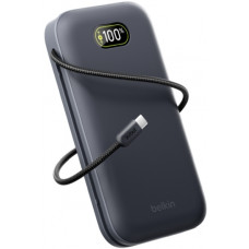 Акумулятор портативний Power Bank Belkin 27000мА·год, з інтегрованим кабелем USB-C, сірий BPB040HQCH