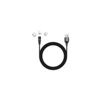 Кабель Colorway USB - 3в1 (Lightning+MicroUSB+Type-C) Magnetic Data/Quick Charge 2.4А 1м чорный CW-C
