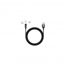 Кабель Colorway USB - 3в1 (Lightning+MicroUSB+Type-C) Magnetic Data/Quick Charge 2.4А 1м чорный CW-C