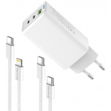 Мережевий зарядн. прист. Colorway GaN Mini 65W PD Port PPS USB (USB-2C1A) cable Type-C&Lightning