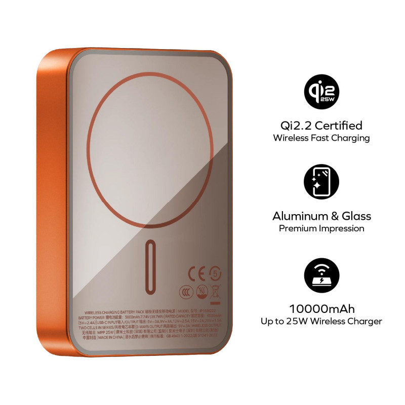 Портативний зарядний пристрій MOMAX WRL 10000MAH SOLAR ORANGE IP168Q22M