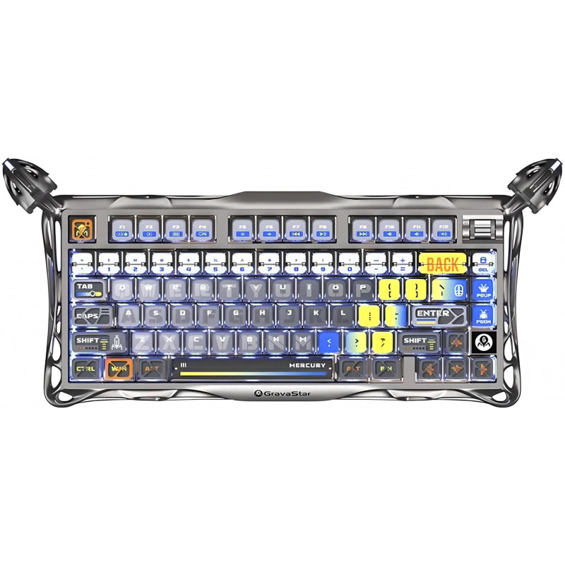 Клавіатура механічна GravaStar Mercury K1 Pro, BT/WL/USB, Interstellar Silver GS_K1_PRO_S_CGRY
