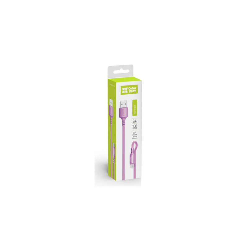 Кабель Colorway USB - MicroUSB (soft silicone) 2.4а 1м фіолетовий
