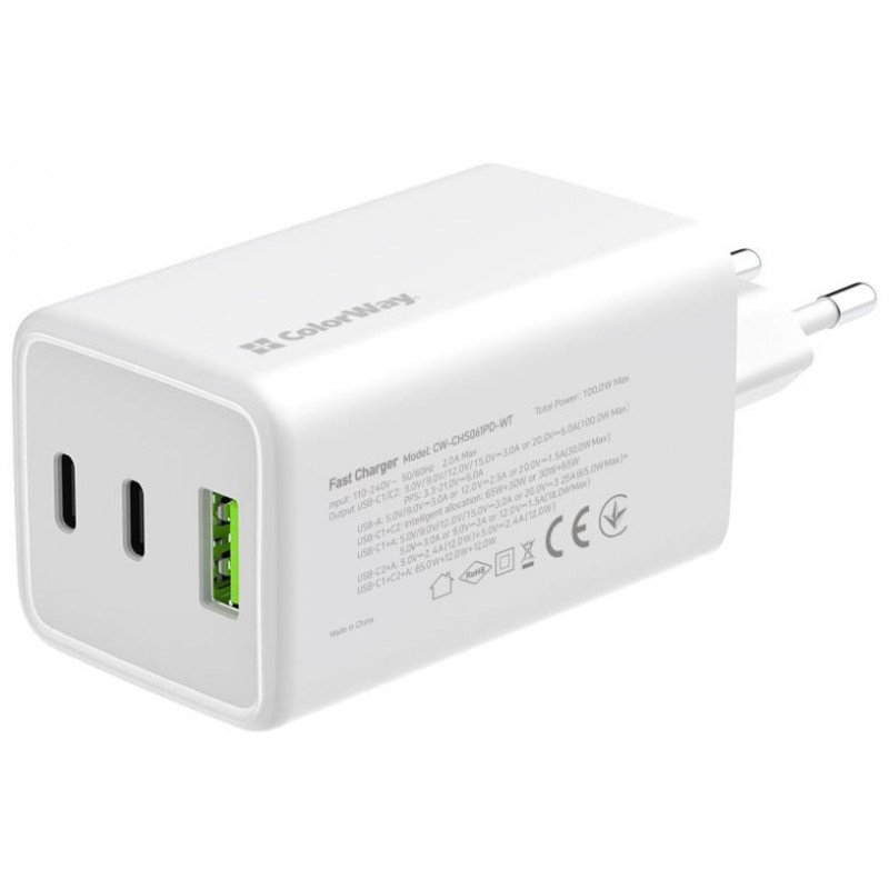 Мережевий зарядний пристрій Colorway Power Delivery Port PPS USB (40W) білий CW-CHS048PD-WT