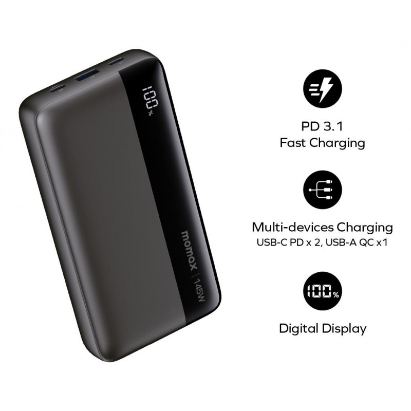 Портативний зарядний пристрій MOMAX USB-C 25000MAH BLACK IP150D