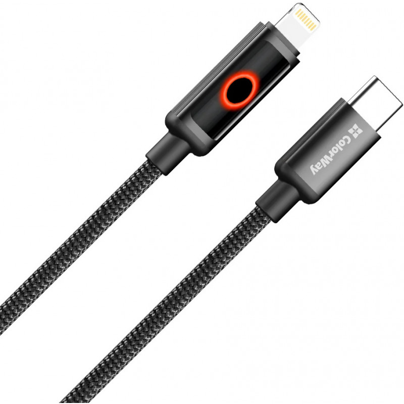 Кабель Colorway Type-C - Apple Lightning (Breathing Light) (PD FC 30W) 1м CW-CBPDCL103-BK