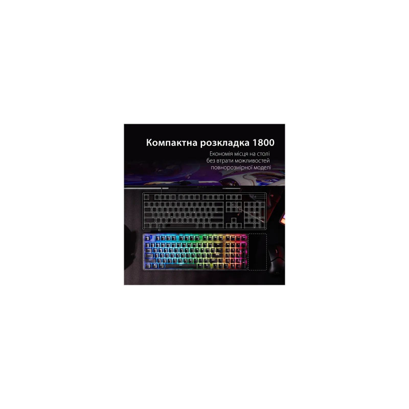Клавіатура механічна HyperX Alloy Origins 2 1800 103key, Red, USB-A, Hot-Swap, EN/UA, RGB, чорний B4
