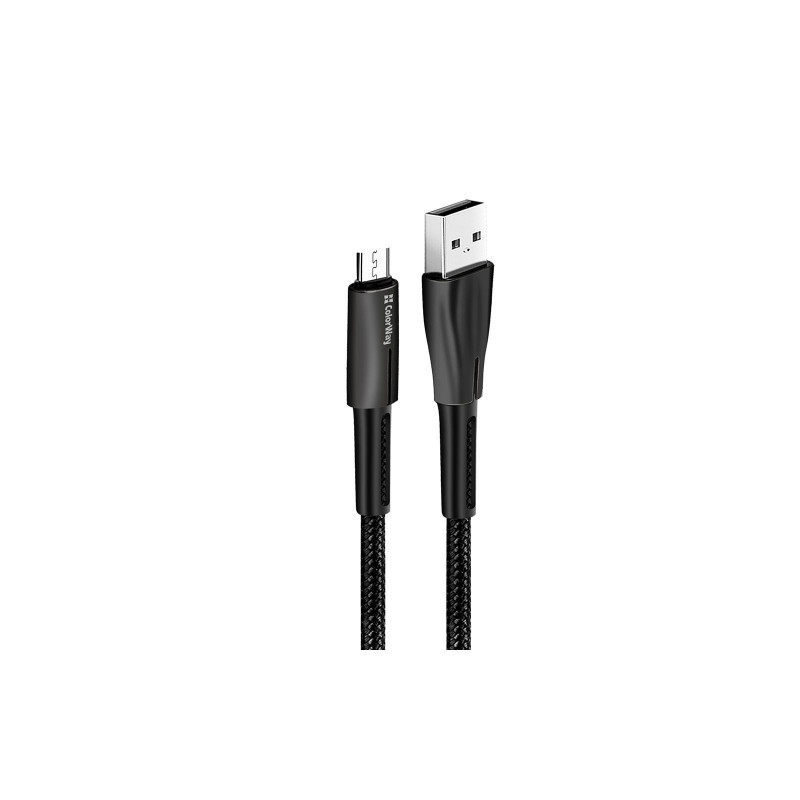 Кабель Colorway USB - MicroUSB (zinc alloy + led) 2.4А 1м Black (CW-CBUM035-BK)