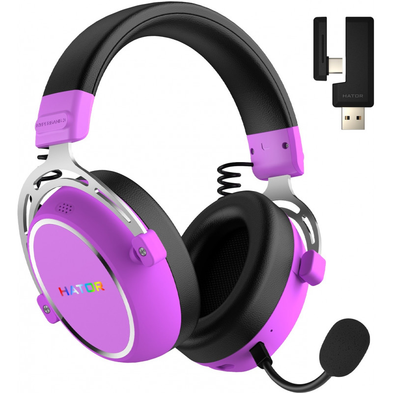 Ігрова гарнітура HATOR HYPERGANG 3 Hi-Res (ESH52) wireless cyber violet, SyncHUB connection