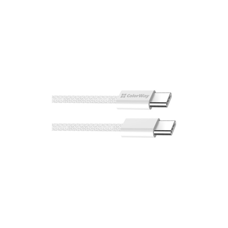 Кабель Colorway Type-C - Type-C (braided cotton) (PD Fast Charging 60W) 3.0А 1м сірий CW-CBPDCC061-G