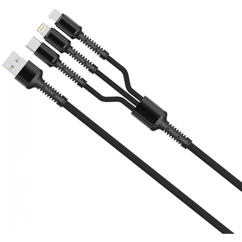 Кабель Colorway 3в1 4.0A (20W) сірий CW-CBU3003-GR