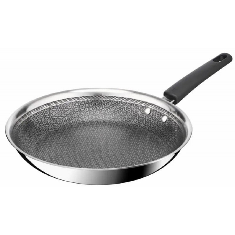 Сковорода Tefal Emotion+ Power, 28см, з кришкою, нержавіюча сталь, серцевина-алюміній, хромована ста