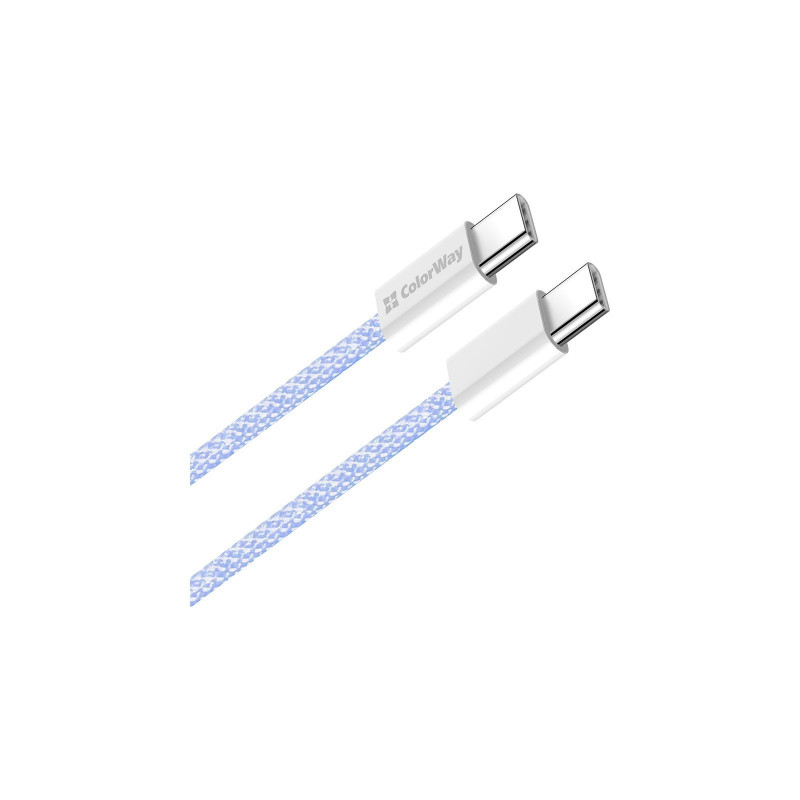 Кабель Colorway Type-C - Type-C (braided cotton) (PD Fast Charging 60W) 3.0А 1м фіолетовий CW-CBPDCC