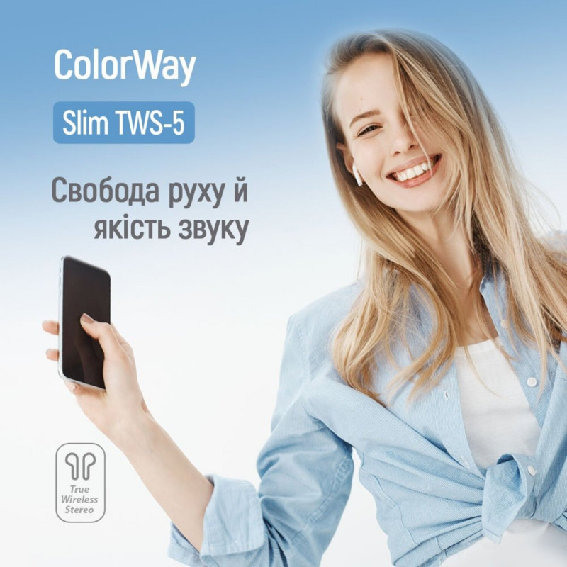 Навушники СolorWay Slim TWS-5 Earbuds White