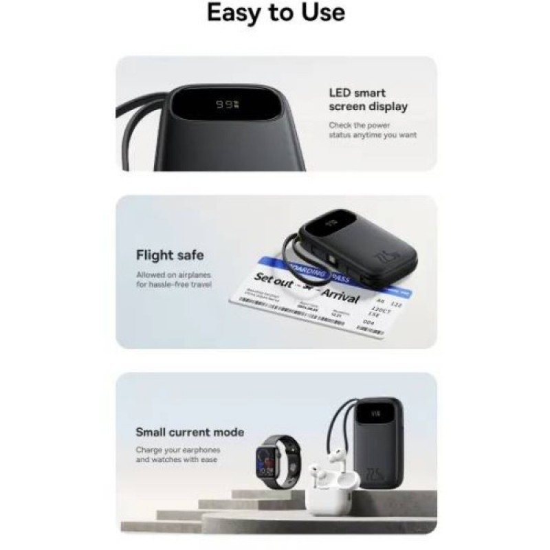 Power Bank Baseus EnerFill FC31 Qpow 3 Digital Display 20000mAh 45W (E0028D00) 2 in 1 Black