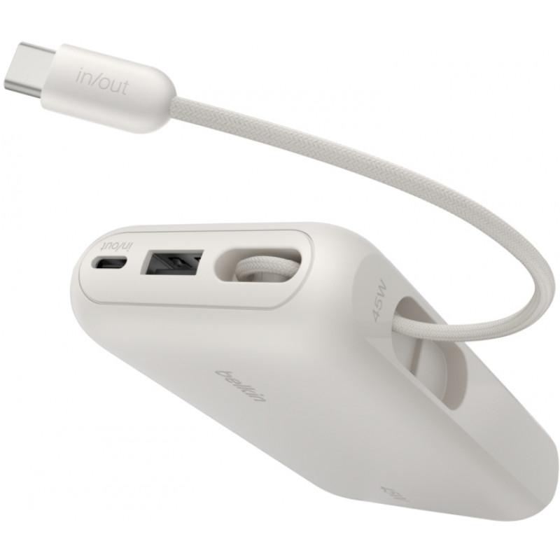 Акумулятор портативний Power Bank Belkin 10000мА·год, з інтегрованим кабелем USB-C, пісочний BPB029H