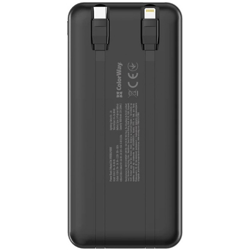УМБ ColorWay Power Bank 10 000 mAh DigiPower (USB QC4.0 + USB-C PD22.5W) Black