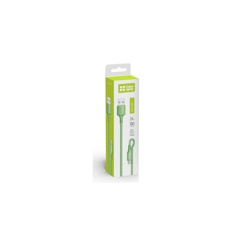 Кабель Colorway USB - MicroUSB (soft silicone) 2.4а 1м зелений