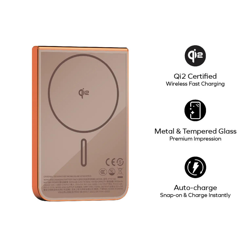 Портативний зарядний пристрій MOMAX WRL 5000MAH TITANIUM IP161Q2L