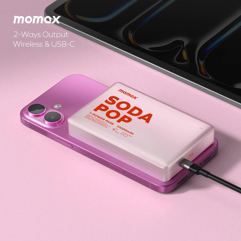 Портативний зарядний пристрій MOMAX WRL 10000MAH PINK IP137AP2