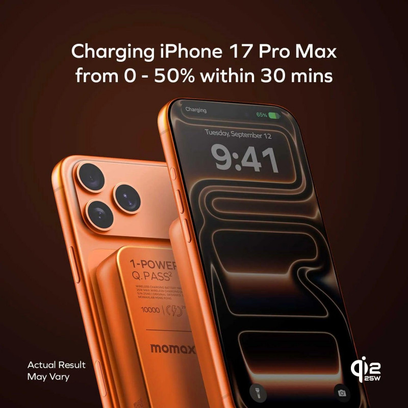 Портативний зарядний пристрій MOMAX WRL 10000MAH SOLAR ORANGE IP168Q22M