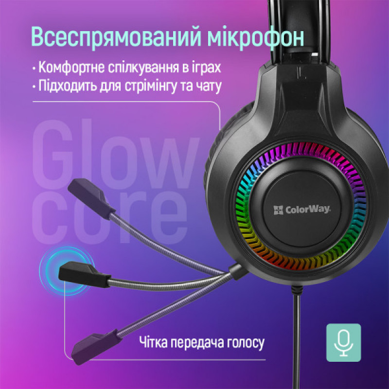Навушники ColorWay GlowCore RGB Black CW-HPG02BK