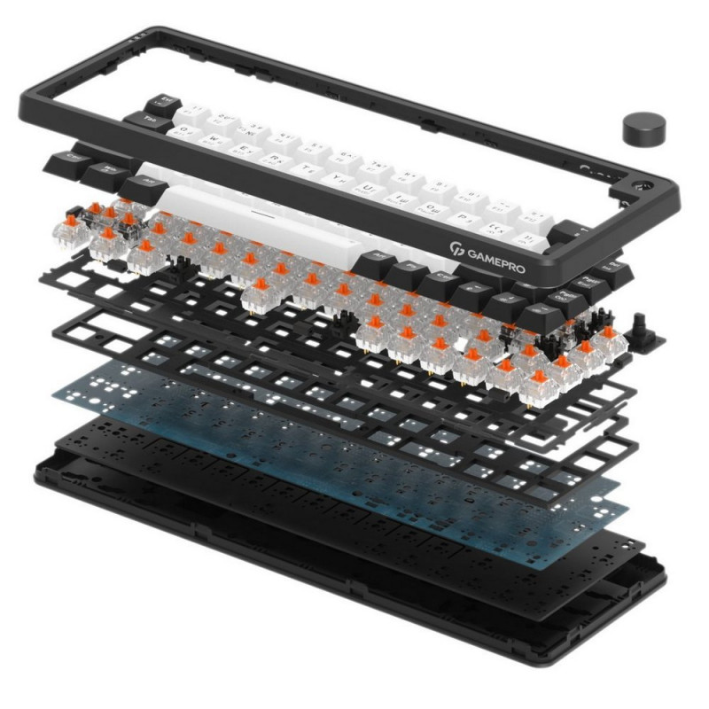 Бездротова механічна клавіатура GamePro Asgard Valhalla (MK210B Pro) 65% QLAB orange switches