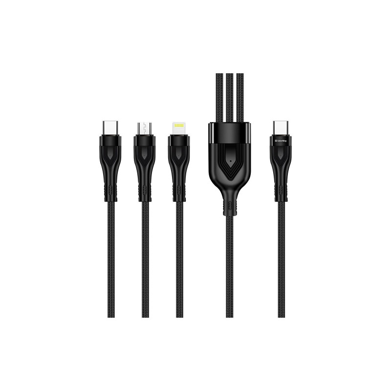 Кабель Colorway Type-C - 3в1 (Lightning+MicroUSB+Type-C) 3.0A 1.2м чорний CW-CBPDU3060-BK