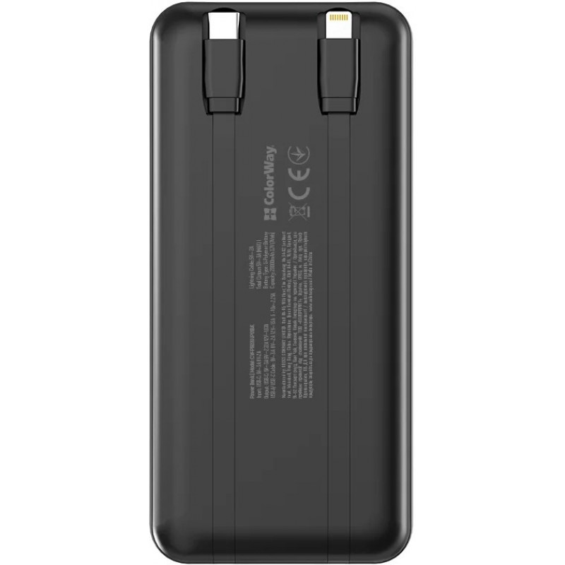 УМБ ColorWay Power Bank 20 000 mAh DigiPower (USB QC4.0 + USB-C PD22.5W) Black