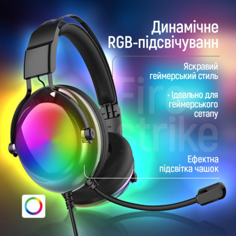 Навушники ColorWay Firestrike RGB Black CW-HPG04BK