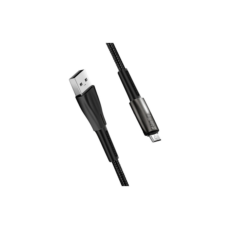 Кабель Colorway USB - MicroUSB (zinc alloy + led) 2.4А 1м Black (CW-CBUM035-BK)