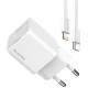 Мережевий зарядн. пристр. Colorway GaN Mini 20W PD Port PPS USB-C білий cable Lightning