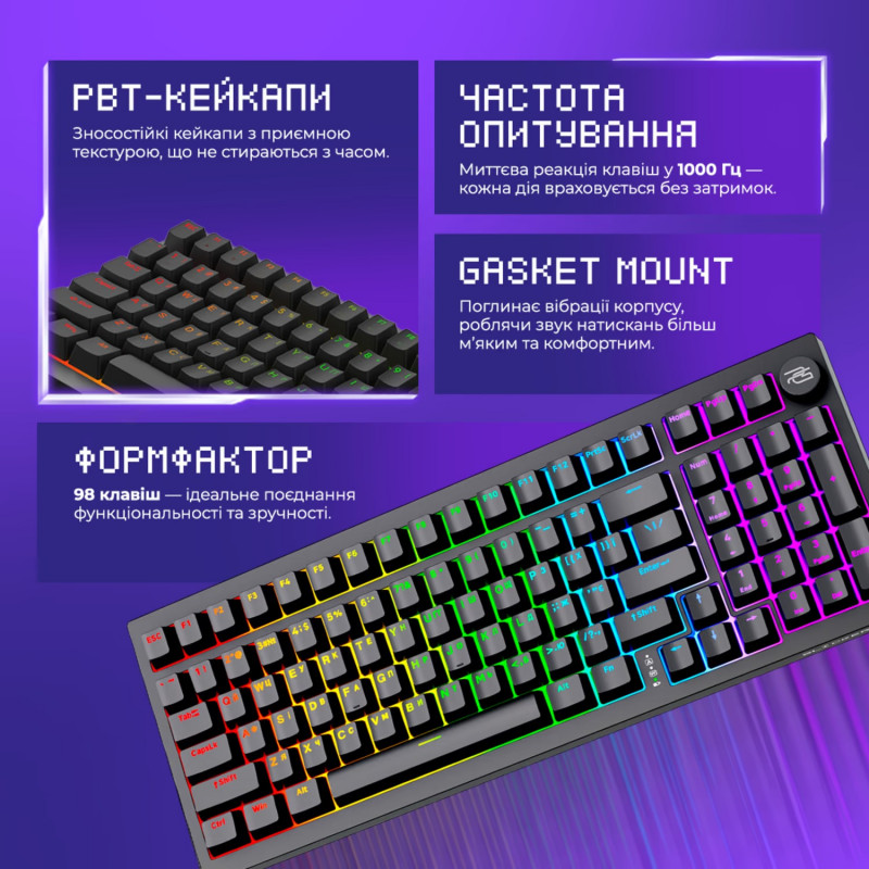Бездротова клавіатура Proove Gaming Slicker Pro (Ukraine Layout) (black)