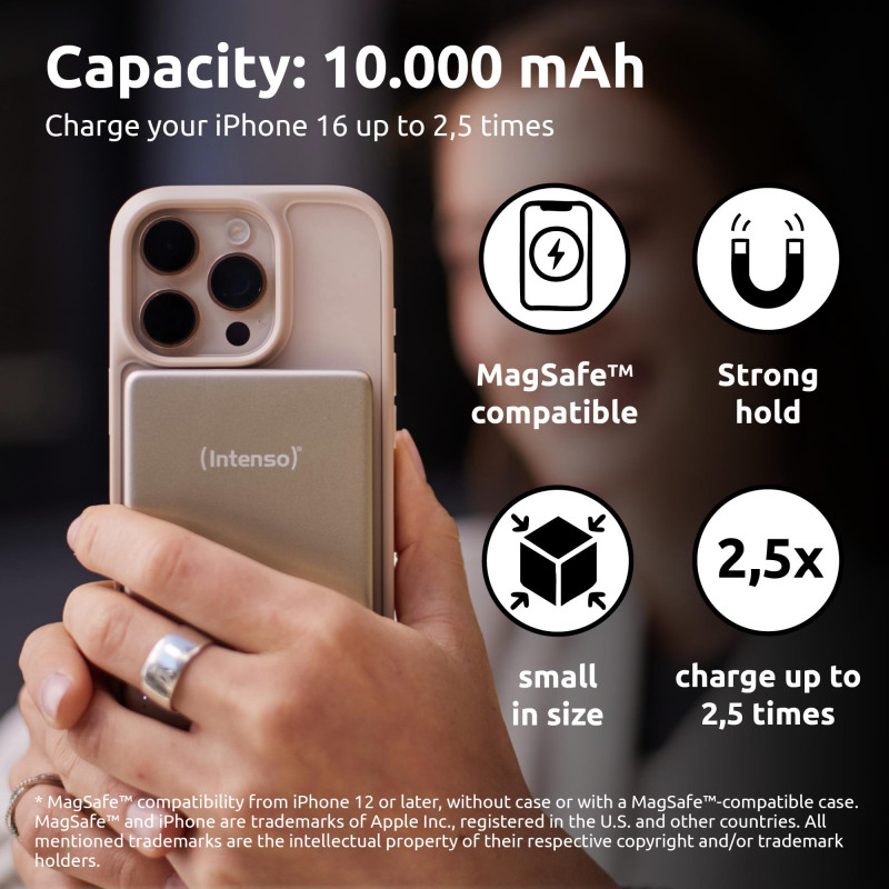 Портативний зарядний пристрій INTENSO USB 10000MAH MAG CHAMPAGNE MW10000 7344031