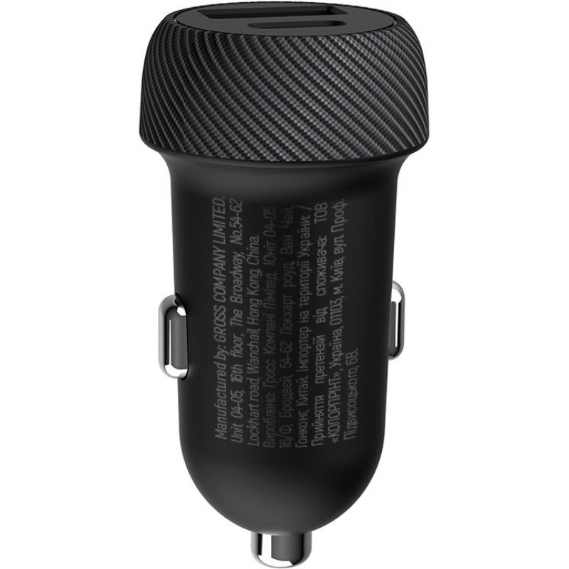 Авто зарядний пристрій Colorway 2USB (Type-C PD35W + USB QC3.0) (35W) Black