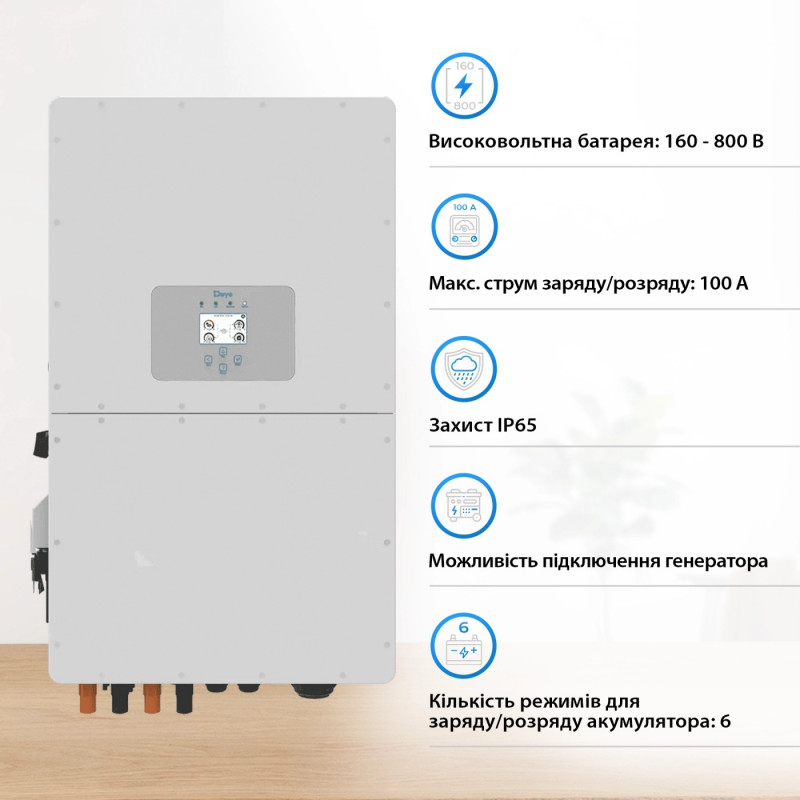 Гібридний інвертор DEYE 40KW HV-battery 4 MPPT Wi-Fi 220/380V SUN-40K-SG01HP3-EU-BM4