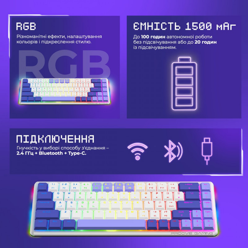 Бездротова клавіатура Proove Gaming AFK (Ukraine Layout) (black)