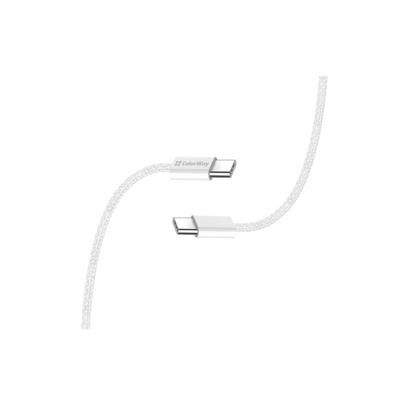 Кабель Colorway Type-C - Type-C (braided cotton) (PD Fast Charging 60W) 3.0А 1м сірий CW-CBPDCC061-G