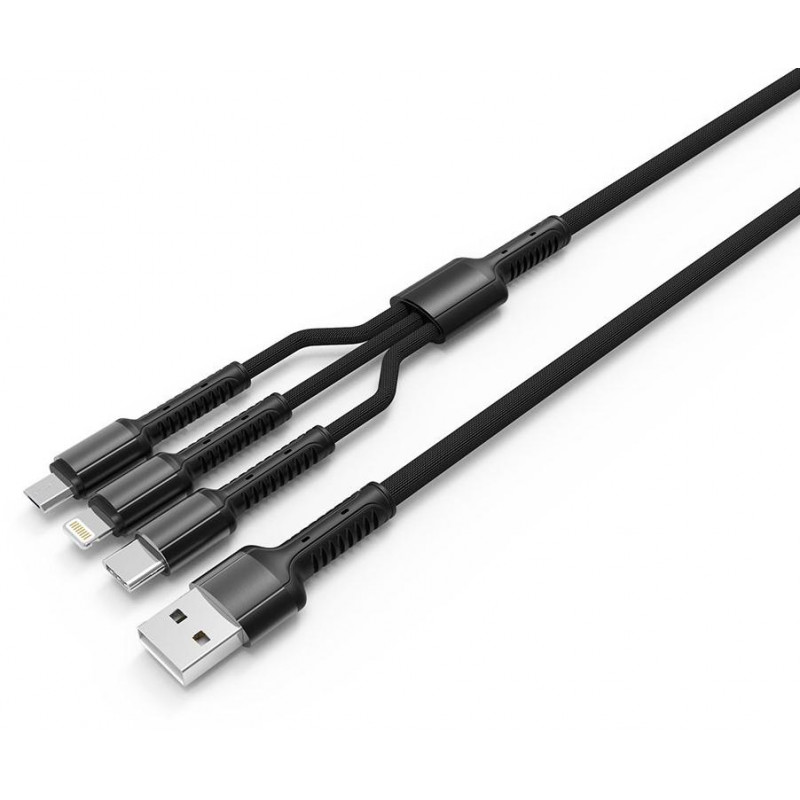Кабель Colorway 3в1 4.0A (20W) сірий CW-CBU3003-GR