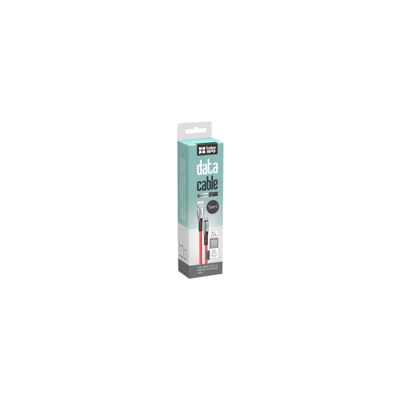 Кабель Colorway USB - Type-C (zinc alloy) 2.4А 1м Red (CW-CBUC012-RD)