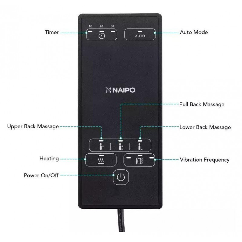 Масажна накидка на крісло NAIPO Neck & Back Massager MGBK-2606H