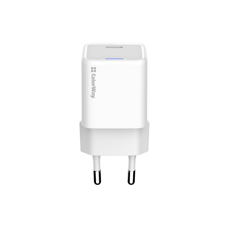 Мережевий зарядний пристрій Colorway GaN Mini 20W PD Port PPS USB-C білий CW-CHS059PD-WT