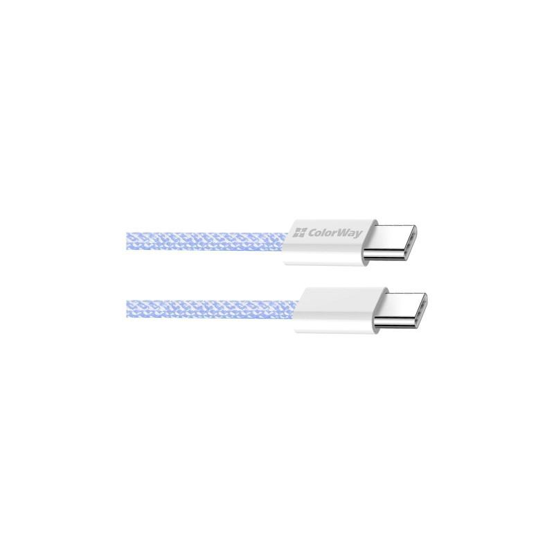 Кабель Colorway Type-C - Type-C (braided cotton) (PD Fast Charging 60W) 3.0А 1м фіолетовий CW-CBPDCC
